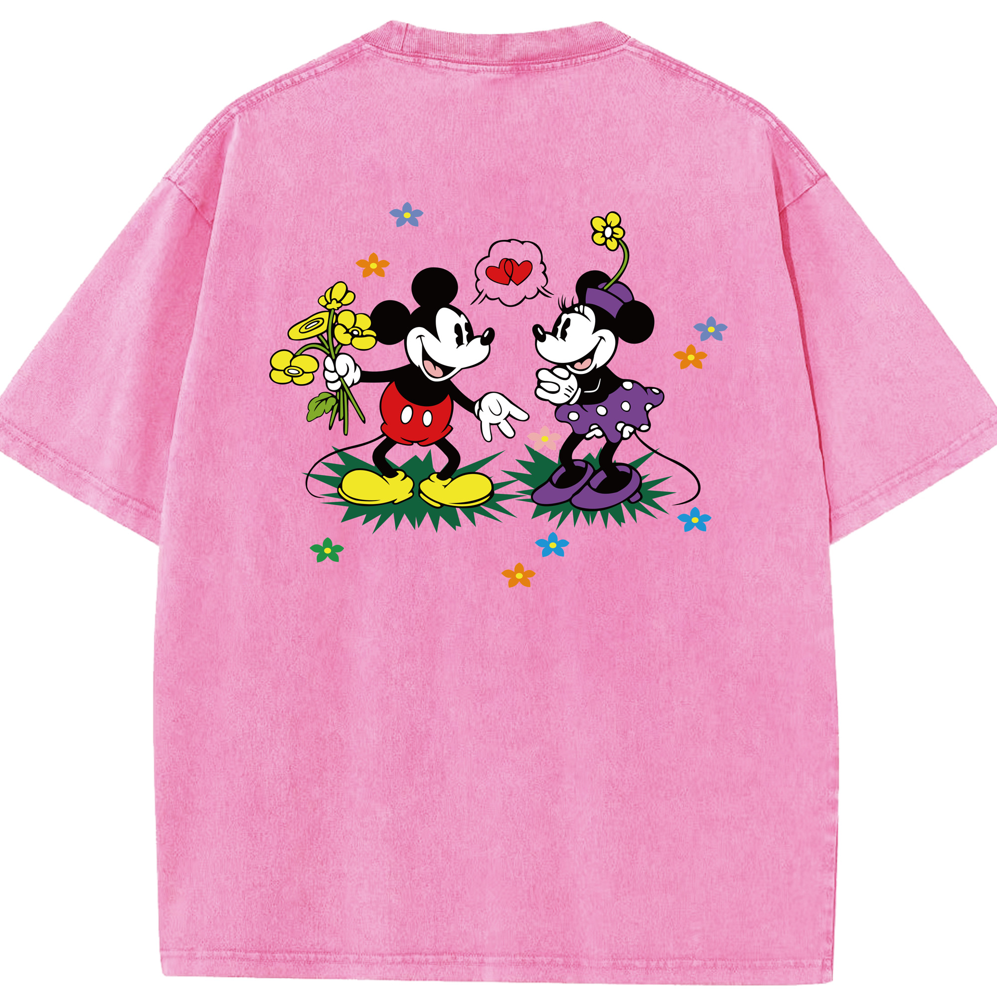 （画像用） ミッキーマウス Mickey Mouse 綿100% ヴィンテージ風 半袖Tシャツ（背面プリント）